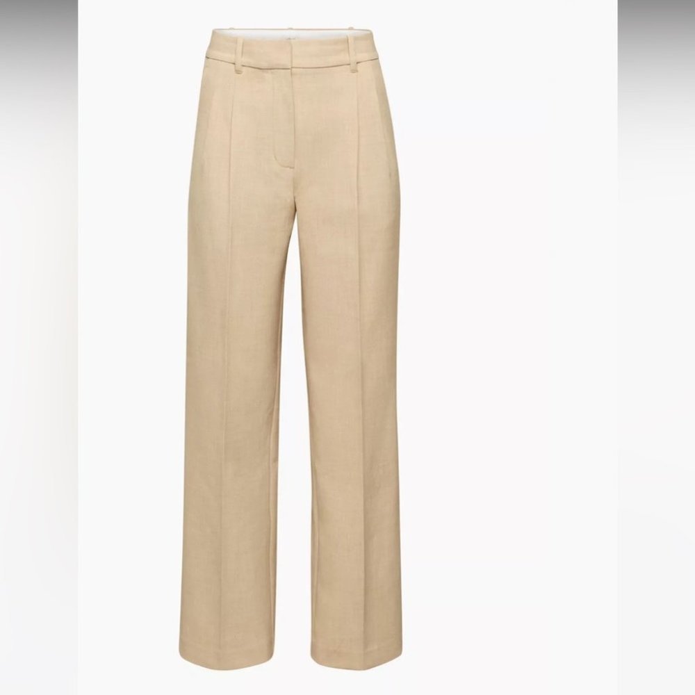 Aritzia Wilfred The Effortless Pant heather oat Beige wide leg minimalist career
